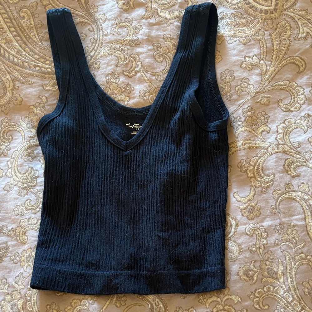 Urban Outfitters Navy Ribbed Crop Top